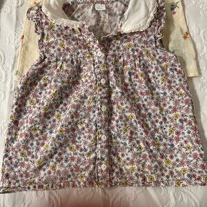 2 Beautiful Floral Girls Shirts size 4-5 and 5-6 all cotton